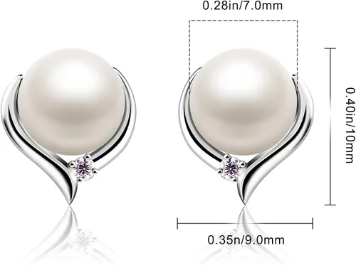 Vista 6 de Jewlldeen Pearl Earrings for women, 925 Sterling Silver Studs Jewelry,Gifts for Women, Wife,Mom,Girls, Her