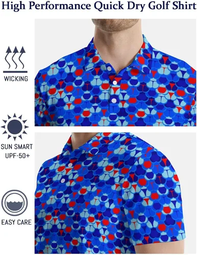 Vista 8 de Camisas polo divertidas para hombre de los años 80, camisas de golf de secado rápido que absorben la humedad, divertidas camisas polo de golf