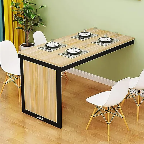 Vista 13 de Mesa de comedor plegable montada en la pared para espacios pequeños, mesa de comedor de madera para montar en la pared, mesa de cocina plegable