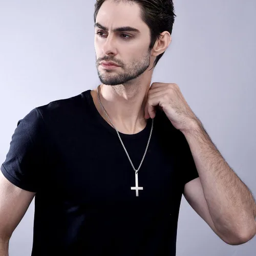 Vista 2 de PROSTEEL Satanic Jewelry Upside Down Cross Necklace for Men Women, 316L Stainless Steel925 Sterling Silver Inverted CrossLeviathan Cross Pendant