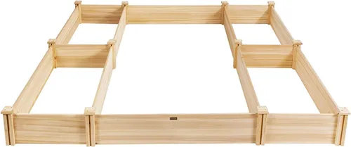Vista 7 de GRAFFY - Camas de jardín elevadas de madera en forma de U al aire libre, caja de maceta elevada de madera, contenedor de jardín para flores