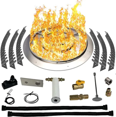Vista 38 de Kit de sartén y anillo de acero inoxidable para quemador de hoguera, con encendido por chispa para fogatas de propano líquido, sartén de 18