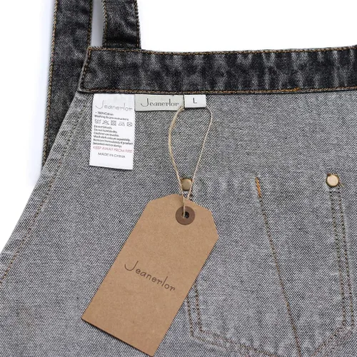 Vista 6 de Jeanerlor - Delantal de mezclilla de algodón para mujer y hombre, estilista ajustable de S a XL