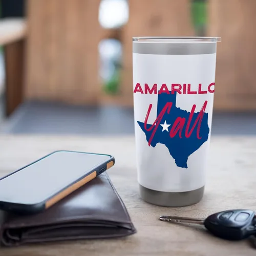 Vista 7 de Amarillo Texas Y'all TX Pride State Map Cute Stainless Steel Insulated Tumbler