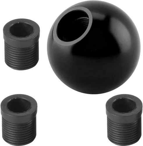 Vista 4 de Fydun Pomo de cambio universal negro con forma de bola redonda cabeza de cambio manual con 3 adaptadores