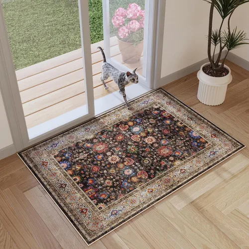 Vista 189 de Rugcomf Alfombra de Entrada de 2'x3' - Patrón Paisley, Tapete para Puerta de Entrada Interior, Floral Vintage, Lavable a Máquina, Alfombra