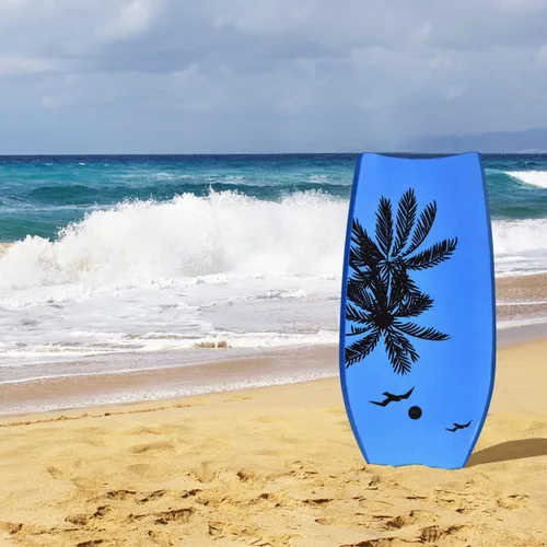 Vista 5 de GYMAX Tablas de Bodyboard para Playa, Tabla de Bodyboard de 33"/37"/41" con Núcleo de Espuma EPS, Cola en Media Luna, Doble Canal y Correa