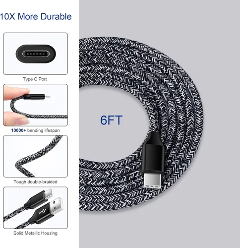 Vista 6 de Cargador USB tipo C de carga rápida compatible con Samsung Galaxy S25FE S24FE A17 A16 A56 A36 A26 A23 S25 Ultra S25 Plus A35 A55 A07 S25 Ultra S23