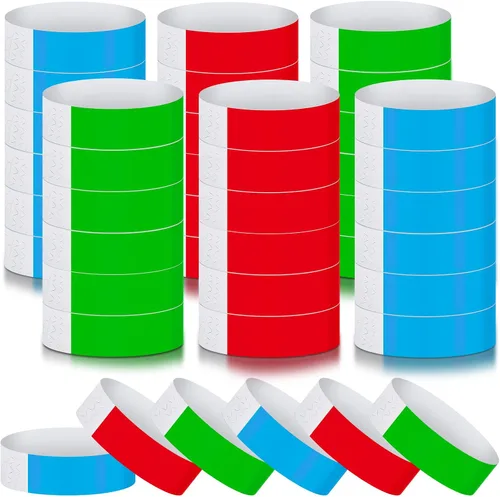 Vista 11 de Epakh 600 muñequeras de papel neón, colores surtidos Pulseras impermeables para fiestas de eventos, banda adhesiva para control de entrada