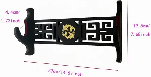 Vista 2 de Katana - Soporte de pared para espada de terciopelo de 1 nivel, patrones de peces dorados, soporte acolchado de espada samurái, soporte de espada