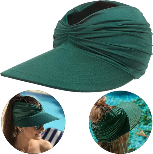 Vista 3 de Sombreros de visera para mujer, ala grande, protección UV, plegable, para deportes, playa, golf, senderismo
