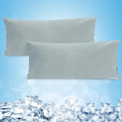 Vista 9 de Solo fundas de almohada refrescantes, juego de 2 fundas de almohada de tamaño Queen con doble cara para el frío, absorben la humedad, con cremallera