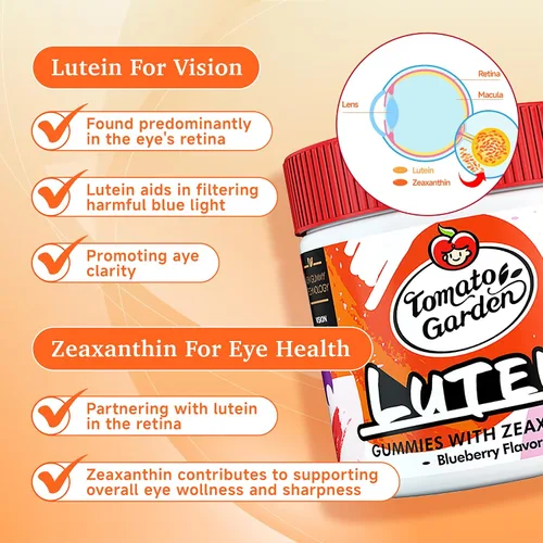 Vista 6 de Gomitas de luteína, suplementos de apoyo para la visión con protección contra la luz azul, 30