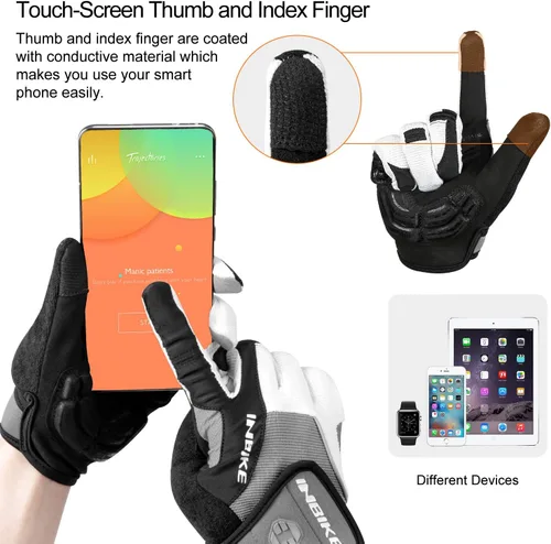 Vista 6 de INBIKE Guantes de ciclismo para hombre acolchados de gel de 0.197 in transpirables y resistentes al desgaste