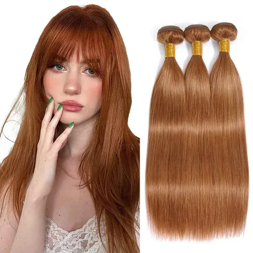 Vista 40 de Color 30 paquetes de cabello humano marrón onda del cuerpo paquetes 8 10 12 pulgadas brasileño virgen Remy extensiones de cabello humano doble trama