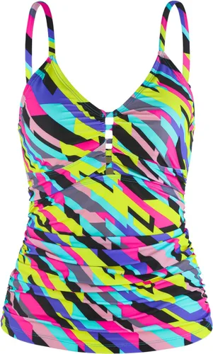 Vista 9 de Ocean Blues Traje de Baño Tankini Retro para Mujer con Fruncido Control de Abdomen Solo Parte Superior del Tankini Negro