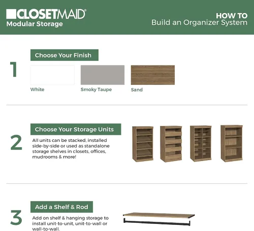 Vista 14 de ClosetMaid - Unidad de almacenamiento modular apilable de 3 estantes, color arena