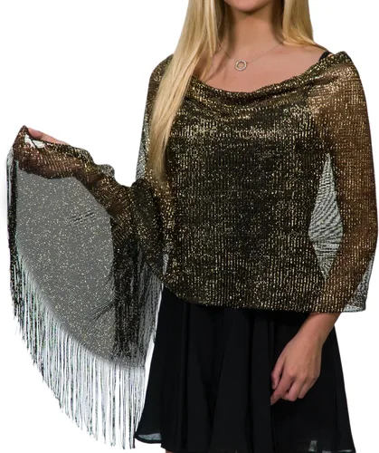 Vista 25 de ShineGlitz - Chales y mantones elegantes para mujer, para usar con ropa y vestidos de noche Negro 1