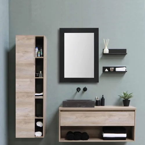 Vista 2 de Syndra Espejo Rectangular con Marco Rústico de 20x28'' Montado en Pared Espejo de Tocador Rústico con Marco de Madera Grande Espejo de Baño