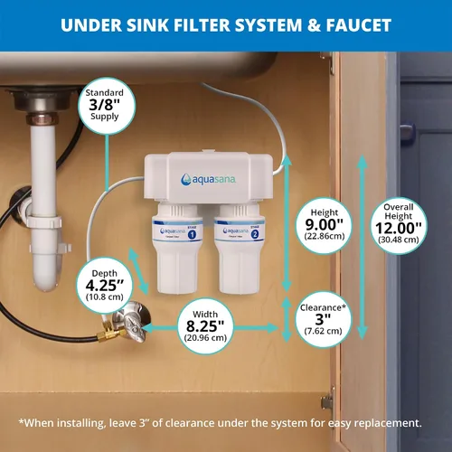 Vista 6 de Aquasana Filtro de agua para debajo del fregadero Filtración de 2 etapas Reduce hasta un 99.99% de PFAS, plomo, cloro, quistes y más Filtro