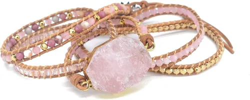 Vista 29 de ZOSOJONA - Pulseras bohemias hechas a mano de piedra natural, que dan vuelta, con cuentas de cristal de turquesa