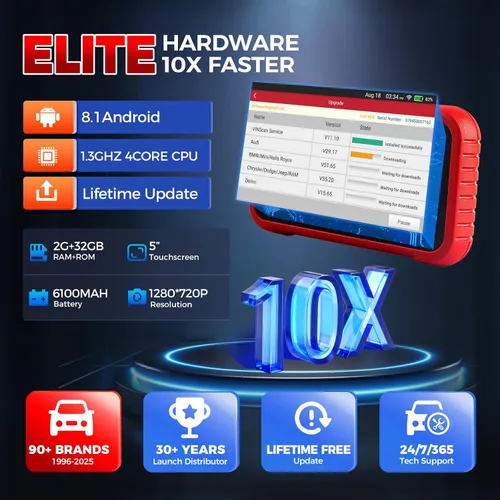 Vista 7 de Escáner LAUNCH OBD2 actualizado 2026 CRP123E V2.0 Elite, herramienta de diagnóstico para motor, ABS, SRS, AT, con 7 reinicios