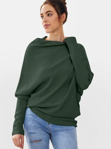 Vista 3 de LILLUSORY Womens Batwing Oversized Sweaters Assymetrical Off The Shoulder Boat Neck Wrap Tunic Tops Fall Fashion Cloth Outfit