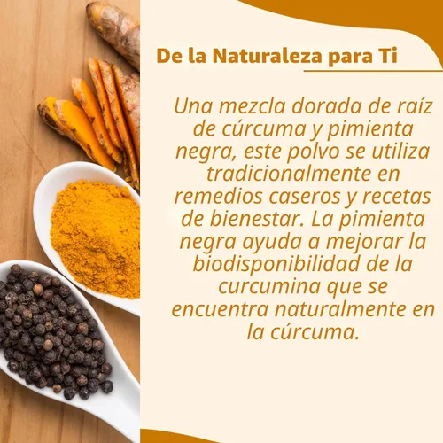 Vista 2 de minature Polvo de raíz de cúrcuma con pimienta negra, 8.01 oz (8 onzas) Pure Curcuma Longa & Piper Nigrum Superalimento tradicional para cocinar