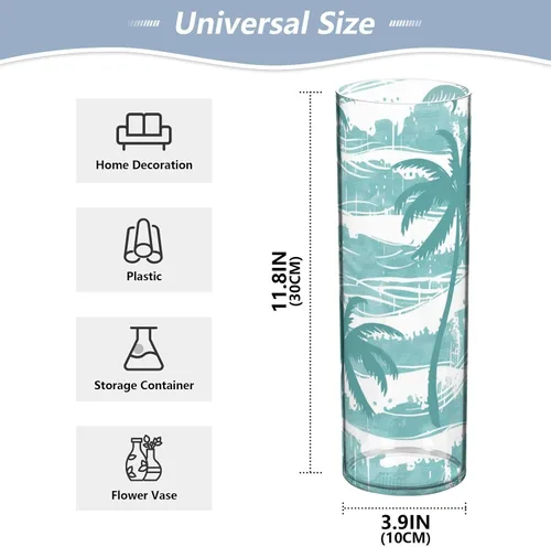 Vista 2 de Green Dolphin Coconut Tree Plastic Vases 11.8 x 3.9 Inch decorative Tall Flower Vase Modern Entryway Shelf Housewarming jarron para centro de mesa