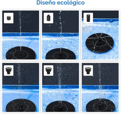 Vista 5 de Bomba de agua de fuente solar para baño de pájaros, bomba de fuente de agua flotante con energía solar para baño de pájaros, jardín, estanque
