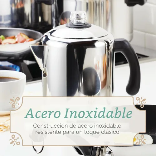 Vista 8 de Farberware Classic Yosemite - Percolador de café de acero inoxidable, 8 tazas, color plateado
