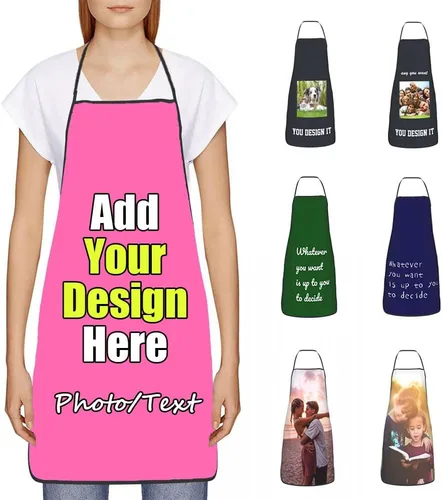 Vista 41 de Delantal Personalizado, Diseña Tu Propio Delantal de Cocina para Cocinar, Sube Tus Fotos Favoritas Logo, Añade Cualquier Nombre o Texto