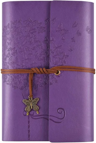 Vista 9 de OMEYA Cuaderno de cuero para diario, planificador de diario de escritura recargable, regalos para mujeres, hombres, niñas, hermanas, amigos