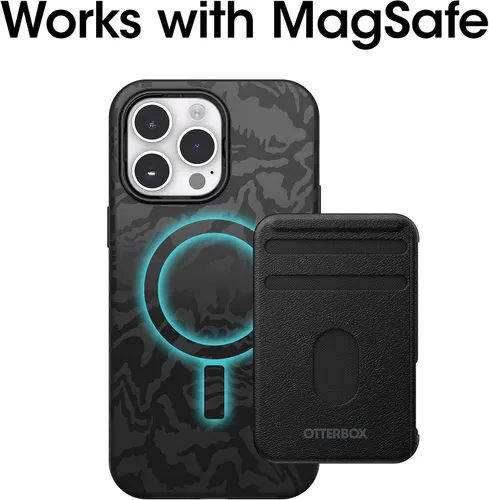 Vista 3 de OtterBox Symmetry Series + Graphics - Funda antimicrobiana con MagSafe para iPhone 14 Pro Max (solamente) - Rebel (negro)