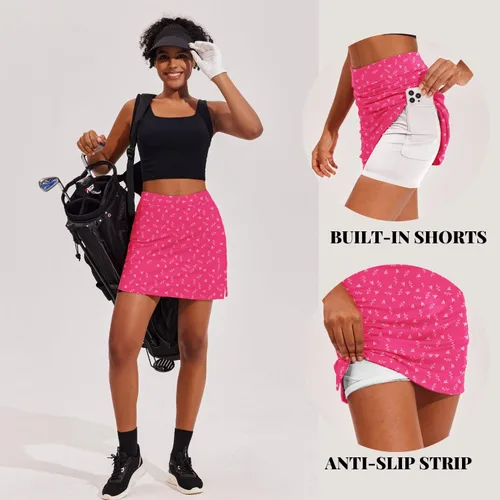 Vista 2 de Ekouaer - Falda pantalón deportiva con pantalón corto y bolsillo interior para mujer, faldas ligeras para golf, tenis, correr, entrenamiento