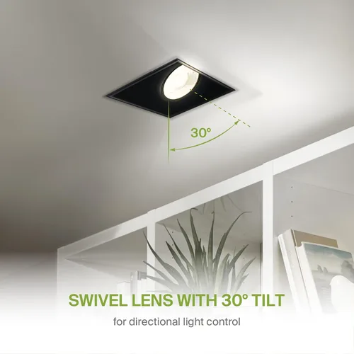 Vista 5 de ASD Lámpara de techo empotrable LED de cardán sin bordes de 2 pulgadas, luz descendente direccional ajustable con caja de conexiones, 5CCT