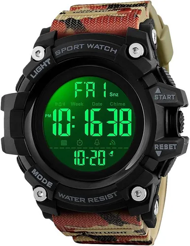 Vista 16 de Reloj deportivo digital con correa de resina negra, impermeable, cronómetro, para hombres y mujeres