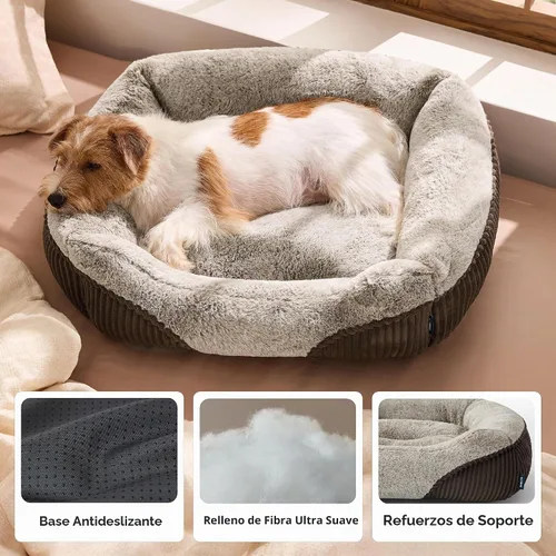 Vista 3 de Bedsure Cama Lavable para Perro Tamaño Pequeño Mediano - Cama Rectangular Esponjosa de Felpa para Mascotas Cama para Cachorro, Cómoda Pana de Forro