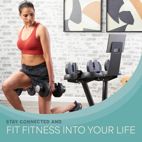 Vista 8 de Lifepro PowerFlow Pro Stand — Adjustable Dumbbell Stand & Rack with Locking Wheels Phone/Tablet Holder — Compatible with PowerFlow Plus, PowerUp