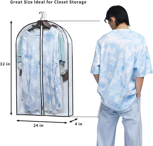 Vista 2 de Mskitchen Almacenamiento de ropa colgante con fundas reforzadas de 4 pulgadas (juego de 6) – Traje transparente, suéter, camisa, protectores