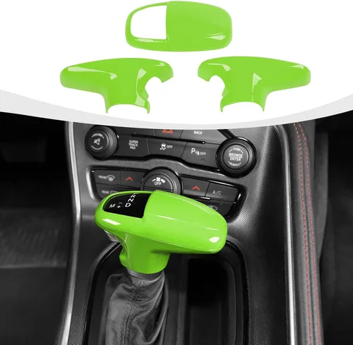 Vista 18 de RAZPOY Cubierta de la perilla de la palanca de cambios, protector de manija, accesorios interiores compatibles con Dodge Challenger Charger Negro