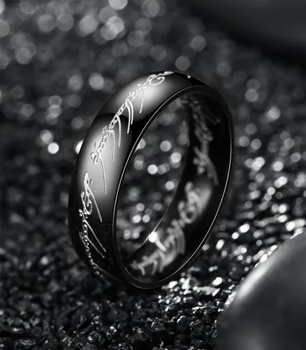 Vista 2 de King Ring Anillos de 0.236 in Ver.2 - Bandas de acero inoxidable pulido Magic Patern Negro Blanco