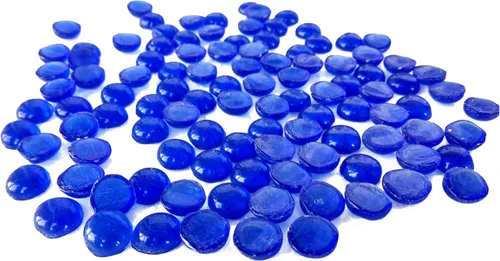 Vista 2 de Rastogi Handicrafts Centros de mesa, gemas de vidrio para rellenos de jarrones, decoración de boda, guijarros de un lado plano, 100 piezas (azul)
