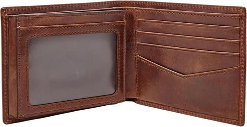 Vista 2 de Fossil Ryan - Cartera plegable de piel con bloqueo RFID y ventana de identificación abatible para hombre