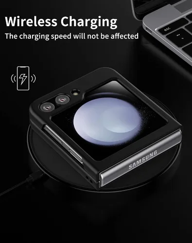 Vista 6 de Cresee Funda para Samsung Galaxy Z Flip 5 (2023) con protector de pantalla de cubierta, funda delgada para teléfono de PC dura para Galaxy Z Flip5