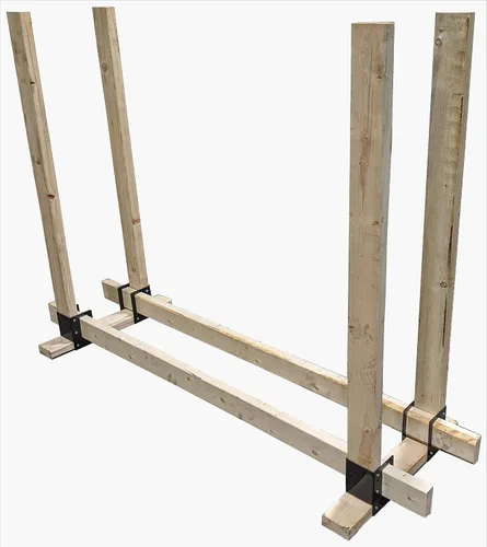 Vista 3 de c2M - Kit de soporte de almacenamiento de troncos de leña para exteriores ajustable de ancho y profundidad, resistente y montaje rápido, fabricado