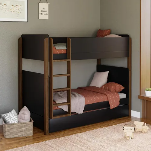 Vista 5 de Babyletto Tiptoe - Cama nido de almacenamiento, tamaño individual, color negro