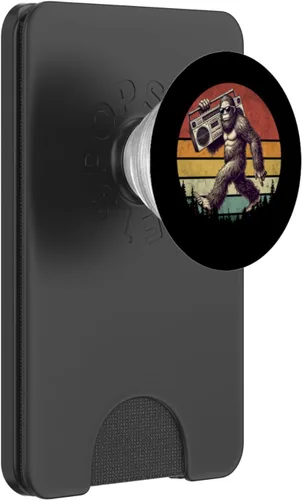 Vista 8 de Funny Retro Bigfoot Boombox 80s Hip Hop Sasquatch Vintage PopSockets Adhesive PopGrip
