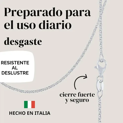 Vista 4 de KISPER Collar de cadena de plata de ley 925 sólida para mujer, fino y seguro - Eslabón de cable italiano de 1.6mm con corte de diamante con cierre