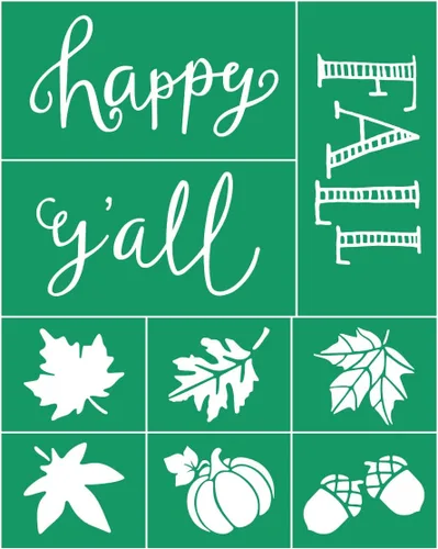 Vista 6 de DGAGA Juego de 6 plantillas de pantalla de seda con temática de otoño, reutilizables, autoadhesivas, plantillas de malla de tiza, plantillas